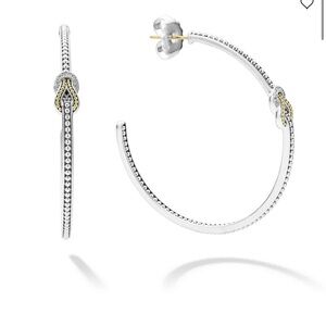 Lagos newport sterling silver 18k gold hoops slip knot detail